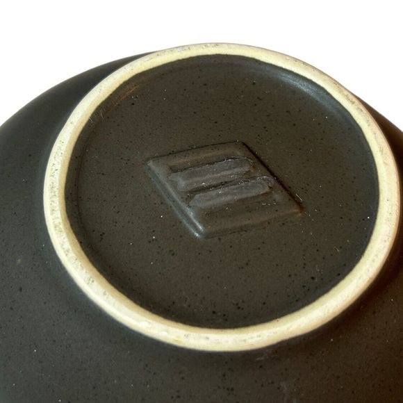 Vintage Grey and Siena Brown Stoneware Kidney Shaped Glazed Bowl - Picture 8 of 8